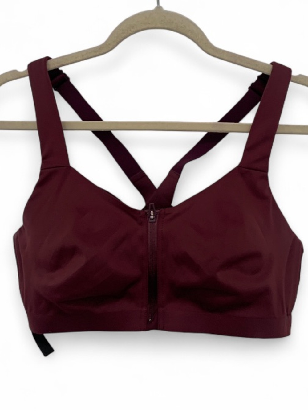Victoria’s Secret Sport Knockout Front-Zip Burgundy Underwire Sports Bra